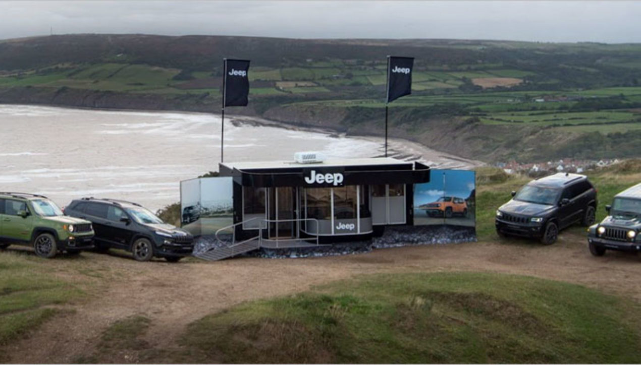Jeep pop-up dealership โชว์รูมพิเศษที่ต้องเยี่ยมชมด้วยรถ 4×4