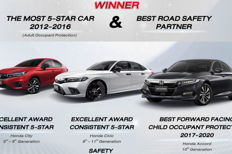 Honda คว้า 6 รางวัลความปลอดภัยฉลอง 10 ปี ASEAN NCAP